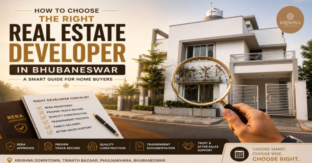 family checking documents before choosing real estate developer in Bhubaneswar