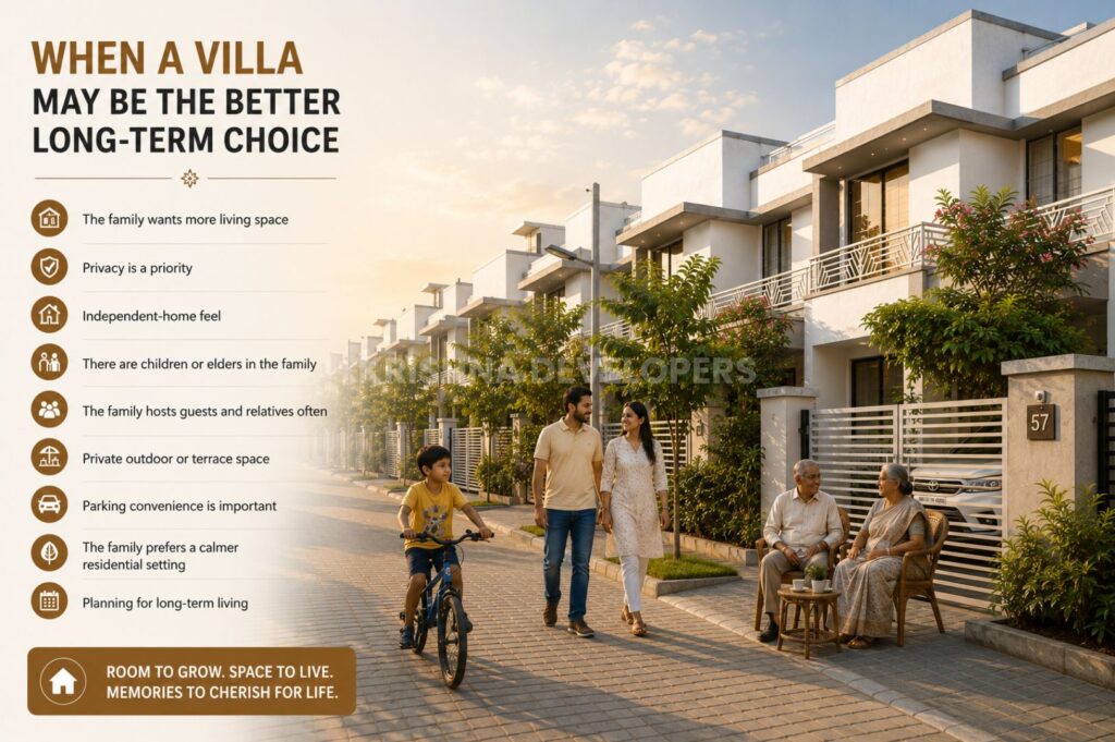 Long-term villa living choice in Bhubaneswar featuring spacious duplex villas, private outdoor space, peaceful family environment, children-friendly roads, and comfortable living for elders in a gated community.